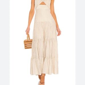 Significant Other Beige Gingham Maxi Dress